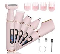 BarberBoss Rasoir électrique 5 en 1 pour femme, tondeuse double vitesse avec écran LED, 4 peignes de guidage et rechargeable par USB, tondeuse pour le visage, le corps, le bikini et les détails