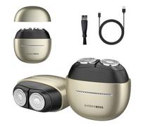 BarberBoss Rasoir électrique compact pour homme, rasoir rotatif intelligent Touch-Swipe avec tête flottante à double anneau, moteur 9000 tr/min, système de lame magnétique, QR-2712