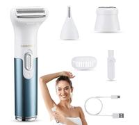 BarberBoss Rasoir électrique pour femme, rechargeable 3 en 1 sans fil, tondeuse pour femme, pour le visage, le corps et le bikini, toiletteur compact avec 3 têtes de précision, chargement USB