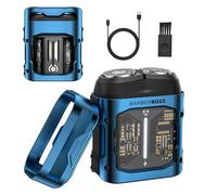 BarberBoss Rasoir rotatif pour homme, rasoir électrique compact, tête flexible en acier inoxydable, mini rasoir électrique rotatif portable pour homme, QR-2721