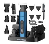 BarberBoss Tondeuse à barbe 5-en-1 homme, Tondeuse corps & cheveux, nez et oreilles, Kit toilettage pour homme, Tondeuse sans fil rechargeable, Kit toilettage, QR-6020