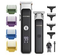 BarberBoss Tondeuse à barbe et à cheveux sans fil pour homme, double tondeuse rechargeable avec lames en céramique, vitesse réglable, cadran de précision, tondeuse pour poils du visage pour homme
