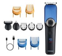 BarberBoss Tondeuse à cheveux 5 en 1 pour homme, tondeuse pour barbe, cheveux, nez, corps et oreilles, 39 longueurs de coupe, cadran de précision, écran LED, chargement USB-C, tondeuse à barbe homme