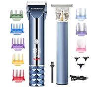 BarberBoss Tondeuse à cheveux et barbe pour homme avec écran LED, lame réglable, 8 peignes de guidage et kit de tondeuse rechargeable par USB et sans fil pour homme