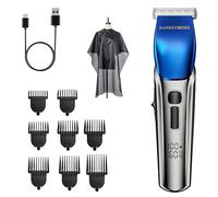 BarberBoss Tondeuse à cheveux pour hommes : 4 vitesses, lames en céramique, 8 peignes, écran LED, rechargeable par USB, étanche pour un toilettage polyvalent, tondeuse pour le corps