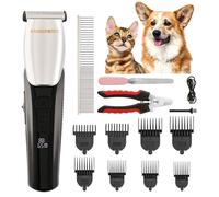 BarberBoss Tondeuse pour chiens avec 8 peignes, design élégant avec 4 vitesses, 100% étanche, tête en céramique en forme de R, affichage LED, tondeuse sans fil pour chiens et chats, QR-9083