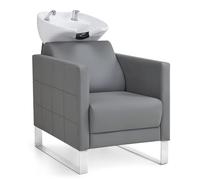 Barberpub Chaise de barbier avec lavabo, Base en Acier Inoxydable, lavabo de barbier en céramique réglable, Fauteuil de barbier pour Spa Salon, Station de Lavage 8611