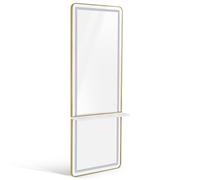 Barberpub Miroir Mural avec éclairage, Niveau Complet du Corps avec Cadre en Aluminium, Grand Miroir avec Interrupteur Tactile, 3 Couleurs légères dimmables, 17x65x177 cm, J6271(Blanc-Or)
