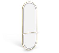 Barberpub Miroir Mural avec éclairage, Niveau Complet du Corps avec Cadre en Aluminium, Grand Miroir avec Interrupteur Tactile, 3 Couleurs légères dimmables, 17x65x177 cm, J6270(Blanc-Or)