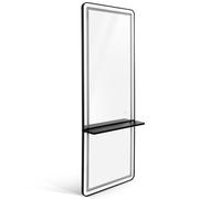 Barberpub Miroir Mural avec éclairage, Niveau Complet du Corps avec Cadre en Aluminium, Grand Miroir avec Interrupteur Tactile, 3 Couleurs légères dimmables, 17x65x177 cm, J6271 (Noir)