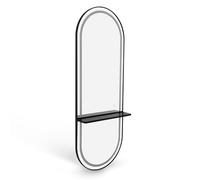 Barberpub Miroir Mural avec éclairage, Niveau Complet du Corps avec Cadre en Aluminium, Grand Miroir avec Interrupteur Tactile, 3 Couleurs légères dimmables, 17x65x177 cm, J6270 (Noir)