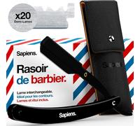 Barbershop Rasoir Barbe Homme - Rasoir Coupe Choux Barbe + 20 Demi-Lames De Rasoir + Pochette De Transport - Rasoir De Barbier À Lame Interchangeable - Straight Razor