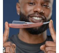 Barbershop Rasoir Barbe Homme - Rasoir Coupe Choux Barbe + 25 Lames De Rasoir + Pochette De Transport - Rasoir De Barbier À Lame Interchangeable - Wooden Straight Razor