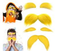 barbes artificielles, 2 Pièces Fausse Moustache de sourcils, accessoires de performance de barbe, Autocollant Fausses Moustaches pour Mascarade Fête De Noël Anniversaire Fête d'Halloween et Perf