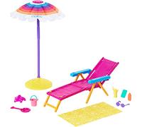 Barbie Aime Les Océans Coffret pour poupée Journée à la Plage avec Chaise Longue, fabriqué à partir de Plastique recyclé, Jouet pour Enfant, GYG17