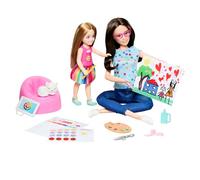 Barbie Art-thérapeute Coffret avec poupée thérapeute,petite poupée avec maillot émoticône à faire tourner,accessoires dont un animal,des éléments de jeu sur le thème de l’art et des autocollants,HRG48