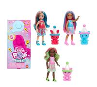 Barbie Assortiment Poupées Pop Reveal Shakes Chelsea, avec 5 surprises, dont une petite poupée parfumée, un animal et un élément qui change de couleur (les styles peuvent varier), JCN89