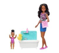 Barbie Babysitter Heure Du Bain Skipper Brune - Fxh06 - Coffret Poupée Mannequin - 3 Ans Et +
