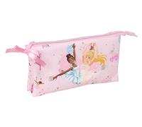 BARBIE BALLET - Trousse triple, trousse pour enfant, idéale pour les enfants d'âge scolaire, confortable et polyvalente, qualité et résistance, 22 x 3 x 12 cm