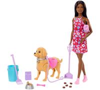 Barbie Barbie-Coffret Barbie "Brooklyn" et son chien Promenade et Besoins