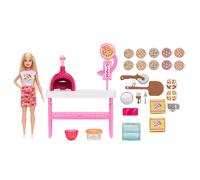 Barbie Coffret Pizzeria avec poupée Blonde et 25 Accessoires, Dont pâte, ingrédients pour Pizza et Bien Plus Encore, JMK21