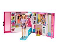 BARBIE - Barbie et son Dressing de Luxe - 4 habillages complets + de 25 accessoires - Rose