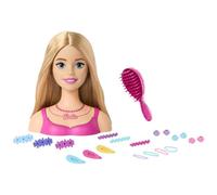 Barbie Tête de poupée HMD88 – cheveux blonds pour coiffure, 20 accessoires colorés