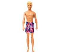 Barbie Beach Ken Poupée aux cheveux blonds portant un maillot de bain violet, Barbie Pool and Beach Toys