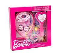 Barbie Beauty Makeover Ensemble d'accessoires pour cheveux pour enfants pour décorer votre propre brosse à cheveux, bandeau et chouchou