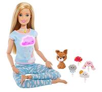 Barbie Bien-être Coffret Méditation avec poupée Blonde avec Exercices de méditation, Figurine Chiot et Accessoires, Jouet pour Enfant, GNK01