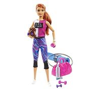Barbie Bien-être Coffret Sport avec poupée rousse, Figurine Chiot et 9 Accessoires, Jouet pour Enfant, GJG57