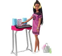Barbie Big City Big Dreams Coffret Studio d’Enregistrement New-Yorkais avec poupée Brooklyn, synthétiseur et Accessoires, Jouet pour Enfant, GYG40