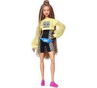 Barbie BMR1959 Poupee de mode entierement posable avec des cheveux tresses portant des shorts de velo saiper et un sweat-shirt recadre avec acces