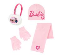 Barbie Bonnet, écharpe, Gants et Cache-Oreilles pour Filles, Chapeau d'hiver à Paillettes pour Enfants, Cadeau pour Filles | Rose