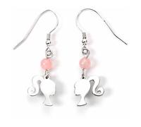 Barbie Boucles D'oreilles Drop Silhouette & Rose Quartz (argent Sterl