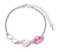 Barbie™ Bracelet avec trois breloques classiques : silhouette, lunettes et corvettes, taille unique