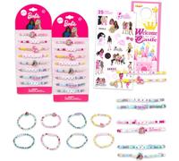 Barbie Bracelets de fête d'anniversaire pour enfants - Lot de 16 bracelets d'amitié extensibles pour filles et plus d'autocollants, plus | Fournitures de fête d'anniversaire Barbie