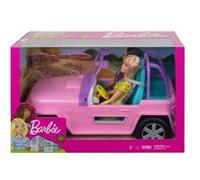 Barbie buggy decapotable de plage rose + 2 poupées mannequin - voiture tout terrain 4x4 - set véhiculé jouet fille + 1 carte offerte Rose
