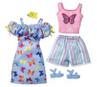 Barbie Butterfly Fashion Pack - HBV68 - Ensemble de 2 tenues - Comprend robe + short + top et 2 accessoires