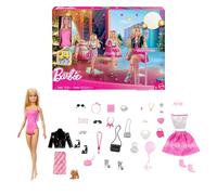 Barbie Calendrier de l’Avent avec 24 vêtements et Accessoires, Dont Une Veste, Une Jupe, des Chaussures, des Sacs à Main et Un Chiot, poupée Blonde, JFL63