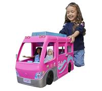 Barbie Camping-Car Transformable, avec 7 Zones de Jeu Et 60 Accessoires Inclus, Comprend Toboggan, Piscine, Pick-Up, Et Bateau pour Poupées, 76 cm, Jouet pour Enfant de 3 Ans et Plus, HCD46