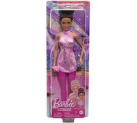 Barbie carrière-patineuse, poupée brune avec tenue de patinage rose 3+
