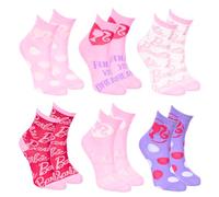 Barbie Chaussettes pour Fille, Lot de 6 Chaussettes en Coton, Cadeau pour Filles et Adolescentes, Taille EU 23/26