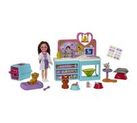Barbie Chelsea Barbie-Coffret Vétérinaire-4 animaux, 18 accessoires