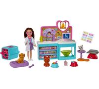 Barbie Chelsea Clinique vétérinaire Set de jeu avec poupée (brune), animaux & accessoires