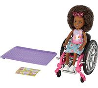 Barbie Chelsea Doll & Wheelchair, with Chelsea Doll (Curly Brunette Hair), in Skirt & Sunglasses, with Ramp & Sticker Sheet, Toy for 3 Year Olds & Up