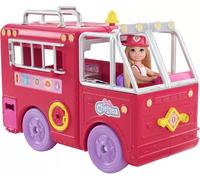 Barbie Jouet – Camion de Pompiers Chelsea HCK73: Poupée 15 cm + chiot, transformable, +15 accessoires