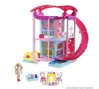 Barbie Chelsea Maison Meublée, 3 Niveaux De Jeu, 2 Animaux De Compagnie Et Plus De 20 Accessoires Inclus, Piscine Et Toboggan, Jouet pour Enfant de 3 Ans et Plus, HHX44