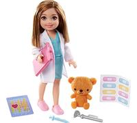 Barbie Coffret Chelsea Métiers Docteur – Mini-poupée brune et accessoires – GTN88