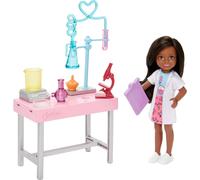 Barbie Chelsea peut tre une poup e et un coffret de jeu Petite poup e scientifique brune avec
